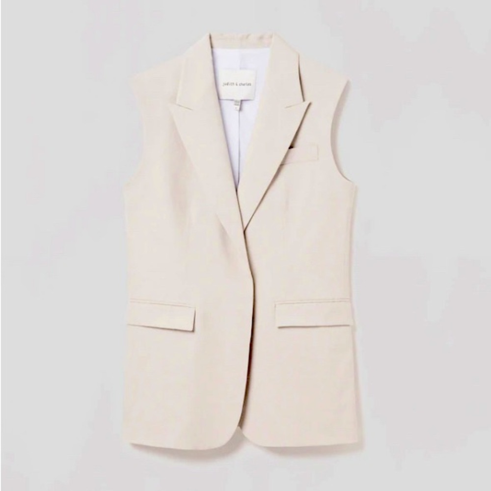 Judith and Charles Tan Sleeveless Blazer